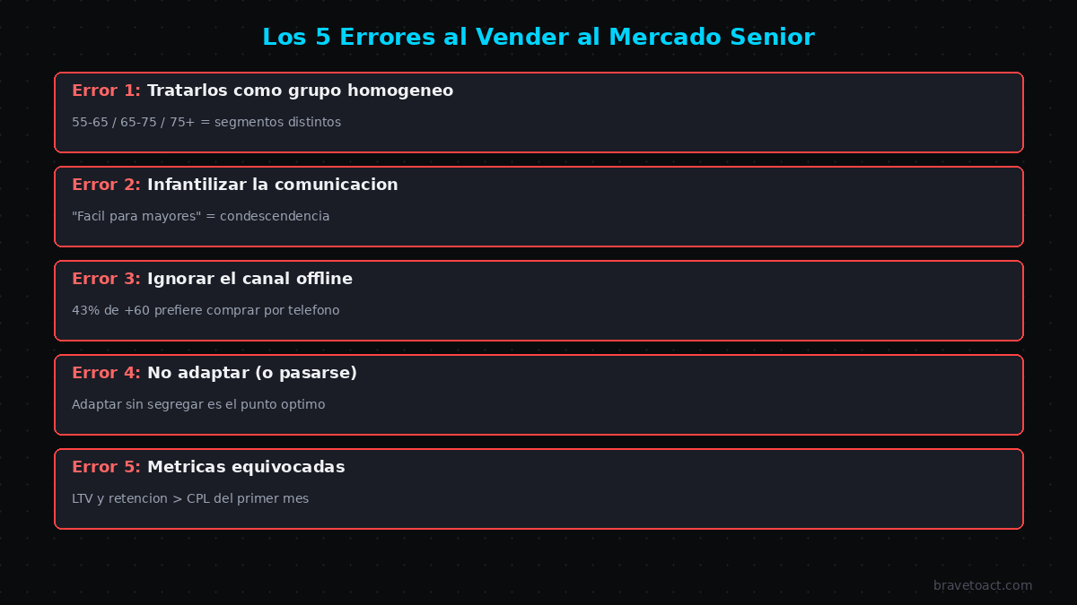 Los 5 errores más comunes al vender al mercado senior en PYMEs españolas